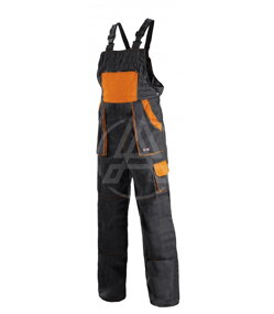 Trakové monterkové nohavice LUXROBIN čierno-oranžové