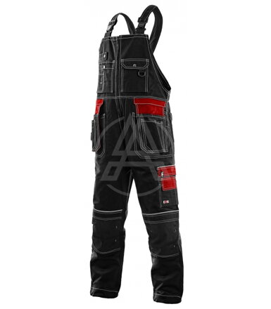 Trakové monterkové nohavice CXS ORION KRYŠTOF čierno-červené